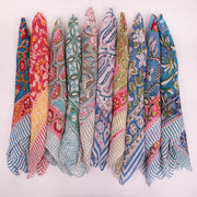 Vintage Style Boho Neck Scarf, Ethnic Hand Block Printed Bandana, Soft Cotton Bandana, Sustainable Bandana For Men & Women - 10pcs